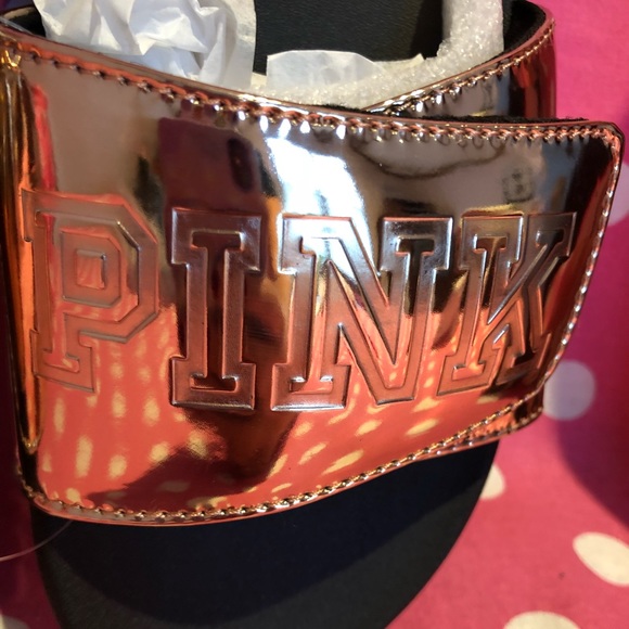NWT VS PINK rose gold metallic Slides - Picture 4 of 6